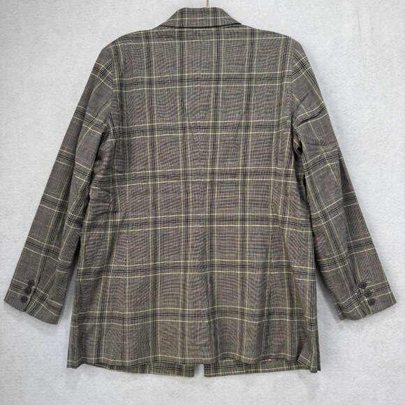Sundance Blazer Womens Large Gray Glen Plaid Linen Cotton Blend 1 Button Jacket - Picture 10 of 11
